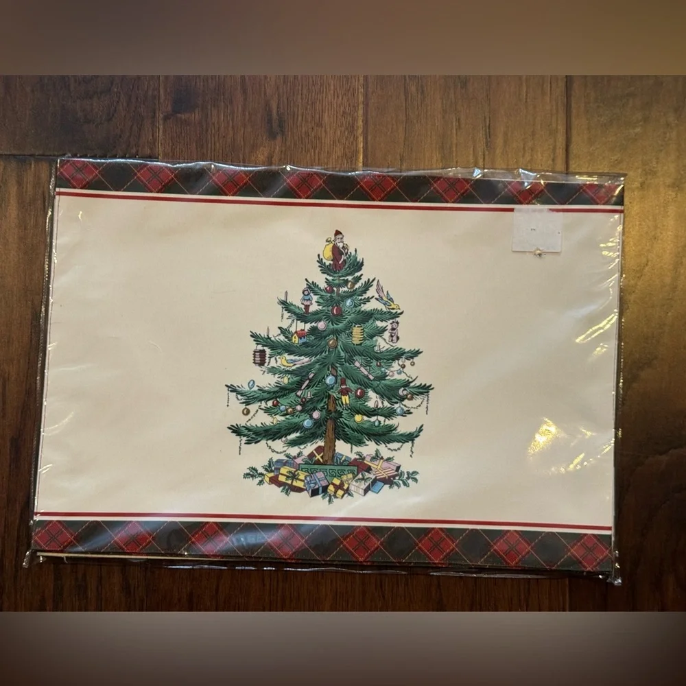 NWT Set of 4 Spode Christmas Tree Tartan Placemats Festive Holiday Decor 13x19”